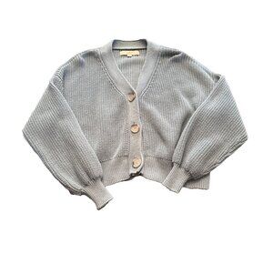 LOFT Dusty Light Blue Women's Cropped Cardigan